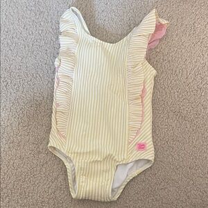 Ruffle Butts Yellow and Pink Striped Swimsuit